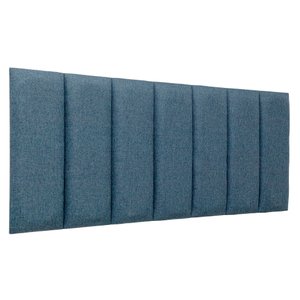 Cabeceira Casal Linho Azul Placa Modulada Estofada Ripada Adesiva