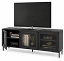 Ver imagem 2 de Rack para TV até 55 Polegadas 3 Portas de Vidro 2 Prateleiras Refresh BR149 Preto/Mel - BRV Móveis