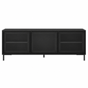 Ver imagem 4 de Rack para TV até 55 Polegadas 3 Portas de Vidro 2 Prateleiras Refresh BR149 Preto/Mel - BRV Móveis