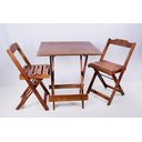 Ver imagem 1 de Conjunto Mesa de Madeira Dobrável com 2 Cadeiras - Imbuia