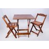 Conjunto Mesa de Madeira Dobrável com 2 Cadeiras - Imbuia - 1