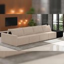 Ver imagem 6 de Sofá Ilha Modular para Sala 392cm com Puff Dublin K01 Veludo Bege e Sintético Preto - Lyam Decor