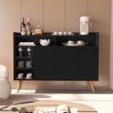 Ver imagem 2 de Buffet Aparador Celta Preto com Portas e Espaço Decorativo para Sala Moderna