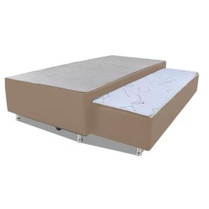 Cama Box Bicama Auxiliar Solteiro Corino Espuma 8cm 40x88x188 Bege
