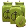 Conjunto De 3 Potes De Cerâmica Com Tampa - Cor Verde - 4