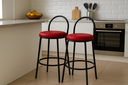 Ver imagem 1 de Kit 2 Bancos Redondo de Aço com 44cm de Altura:vermelho
