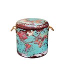 Ver imagem 2 de Baú Caixa Organizadora Decorativa Puff Vintage Mapa Mundi G
