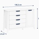 Ver imagem 3 de Comoda para Quarto Infantil 4 Gavetas + Porta com Cabideiro Theo Branco/Neve/Azul/Petróleo