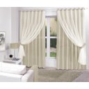 Ver imagem 1 de Cortina Creme Sala/quarto Tecido Com Renda 3,00 X 2,70