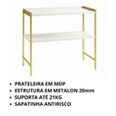 Ver imagem 5 de Aparador Estante Multiuso para Cozinha 2 Prateleiras Londres Pé de Ferro - Jm3 Móveis:branco/dourado