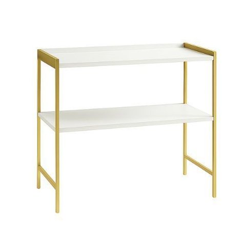Aparador Estante Multiuso para Cozinha 2 Prateleiras Londres Pé de Ferro - Jm3 Móveis:branco/dourado