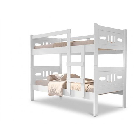 Beliche Solteiro Esmeralda MDF com 2 Colchões D23 Guarda Corpo Escada Central Converte em 2 Camas