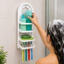 Ver imagem 5 de Porta Shampoo Prateleira de Parede Organizador Multiuso Plástico Resistente Banheiro Branco