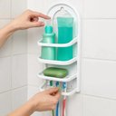 Ver imagem 6 de Porta Shampoo Prateleira de Parede Organizador Multiuso Plástico Resistente Banheiro Branco