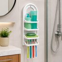 Ver imagem 7 de Porta Shampoo Prateleira de Parede Organizador Multiuso Plástico Resistente Banheiro Branco