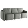 Sofá Cama Modulado Retrátil e Reclinável Varsóvia 246cm Linho Cinza Chumbo G33 - Gran Belo - 3