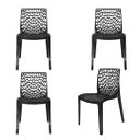 Ver imagem 2 de Kit com 4 Cadeiras Gruvyer Preta Fosca Área Externa Sala de Estar ou Jantar em Pp