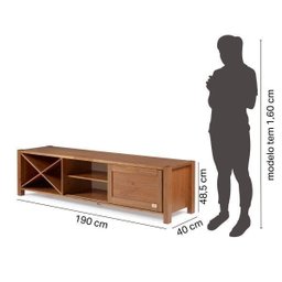 Rack para TVs até 65 Polegadas Madeira Maciça 1 Porta com Adega Primavera Cabecasa Madeiramadeira - 3