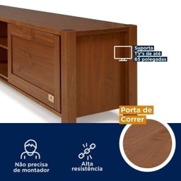 Rack para TVs até 65 Polegadas Madeira Maciça 1 Porta com Adega Primavera Cabecasa Madeiramadeira - 5