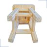 Banqueta Baixa Quadrada Madeira Maciça Pinus Natural sem Pintura Resistente Pinus Pequena Infantil - 3