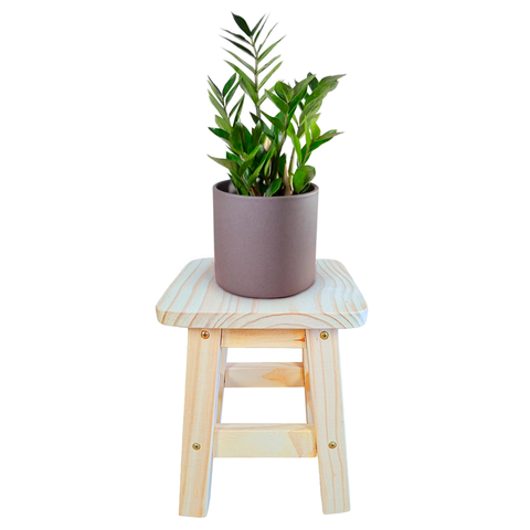 Banqueta Baixa Quadrada Madeira Maciça Pinus Natural sem Pintura Resistente Pinus Pequena Infantil