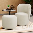 Ver imagem 2 de Poltrona Decorativa com Puff Orgânico Molly Bouclê Bege - Desk Design