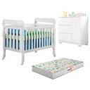 Ver imagem 1 de Berço Americano Lila e Cômoda Infantil Duda Branco Brilho com Colchão Gazin – Phoenix Baby