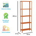 Ver imagem 2 de Estante Aço 5 Prateleiras Livros Cozinha Quarto Eaf014 Laranja