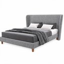 Ver imagem 2 de Cama Japonesa Casal Corea com Cabeceira Madeira Eucalipto Linho Cinza Sallar Home