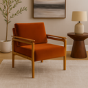 Ver imagem 2 de Kit 2 Poltronas Yasmin para Sala de Estar ou Varanda Gourmet Decorativa Estofada em Veludo:terracota
