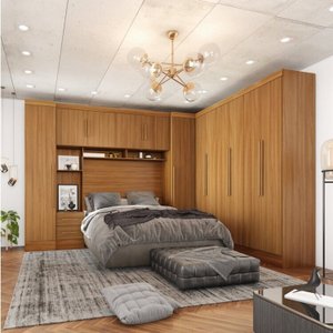 Guarda-roupa Modulado Casal Completo 4 Peças 8 Portas 5 Gavetas com Maleiro Smart Plus