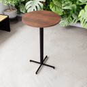 Ver imagem 3 de Mesa Alta Bar Bistrô Redonda 100x60cm Preta Tampo Imbuia Industrial Don Castro Decor Mesa Alta Indus