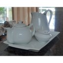 Ver imagem 4 de Jogo Café e Chá, Bandeja + Bule Chaleira 400ml + Açucareiro barquinha 100ml + Jarra Leiteira 740ml -