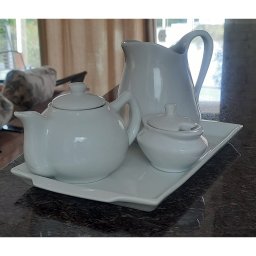 Jogo Café e Chá, Bandeja + Bule Chaleira 400ml + Açucareiro barquinha 100ml + Jarra Leiteira 740ml - - 6