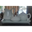 Ver imagem 2 de Jogo Café e Chá, Bandeja + Bule Chaleira 400ml + Açucareiro barquinha 100ml + Jarra Leiteira 740ml -