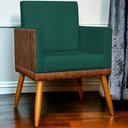 Ver imagem 7 de Poltrona Decorativa Lis Corino e Pé Palito 30 Cm Castanho - Verde Suede Corino