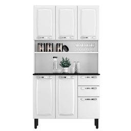 Armário de Cozinha Aço Compacto 105cm 6 Portas 2 Gavetas Itatiaia Pratika Branco - 1