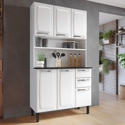 Armário de Cozinha Aço Compacto 105cm 6 Portas 2 Gavetas Itatiaia Pratika Branco - 2