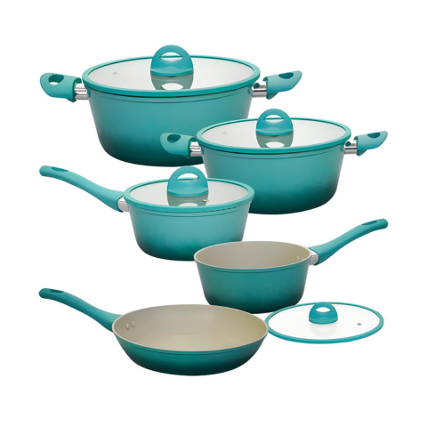 Jogo de Panelas Indução Cerâmica Miami Verde 5pçs Al191