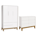Ver imagem 1 de Quarto de Bebê Guarda Roupa Classic + Cômoda 6 Gavetas Madeira Branco Fosco