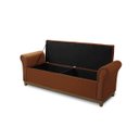 Ver mais imagens de Kit Baú e Cabeceira Estofada Madeira Cama Box Grécia Queen:terracota