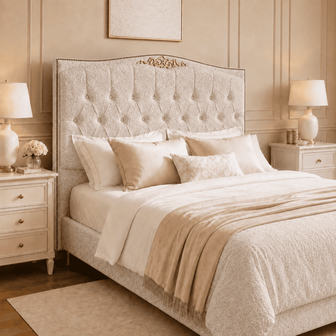 Cabeceira Greta 195cm Estofada Bouclê Moscow p/ Cama Casal King Quarto