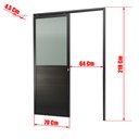 Ver imagem 4 de Porta de Correr Suspensa Meia Lambril Meia Vidro Dir L.25 Preta 210x70 Brimak