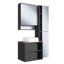 Ver imagem 1 de Conjunto Gabinete para Banheiro Suspenso 96cm com 4 Peças Iluminação em Led e Cuba Branca na Cor