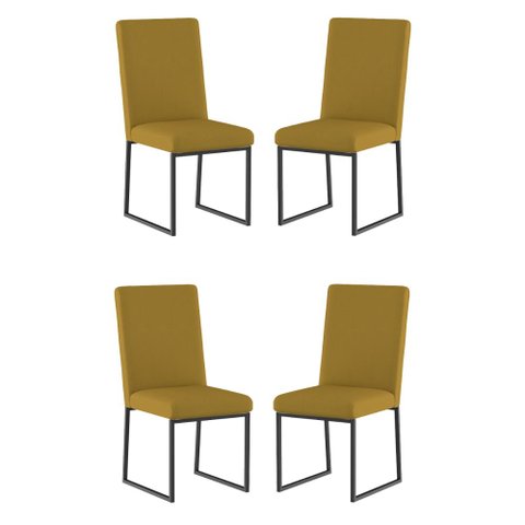 Kit 4 Cadeiras para Mesa de Jantar Base Industrial Preto Balaqui Cor:capuccino