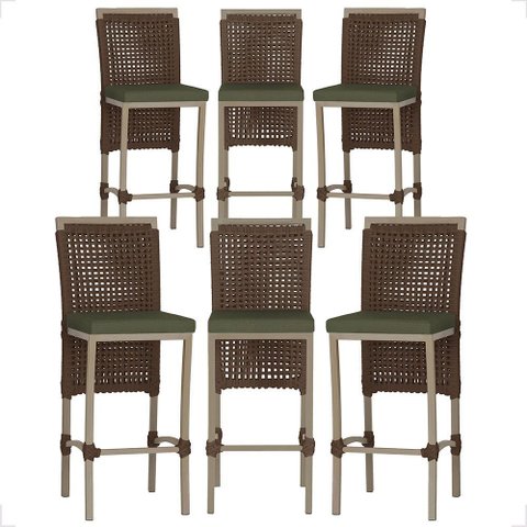 6 Banqueta em Alumínio Roma Fendi Corda Náutica Tecido 13