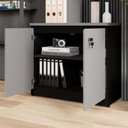 Ver imagem 5 de Armário Baixo para Escritório e Home Office Travamento com Chave 2 Portas 1 Prateleira 80cm Cinza
