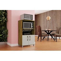 Balcão Cozinha para Forno Elétrico Microondas Multiuso com 2 Portas e 4 Pés Helena 65x120cm Canela/o - 2
