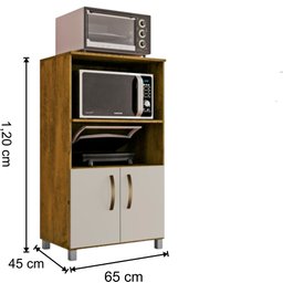 Balcão Cozinha para Forno Elétrico Microondas Multiuso com 2 Portas e 4 Pés Helena 65x120cm Canela/o - 3