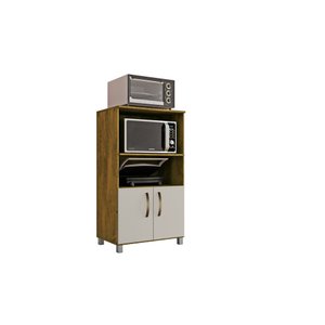 Balcão Cozinha para Forno Elétrico Microondas Multiuso com 2 Portas e 4 Pés Helena 65x120cm Canela/o
